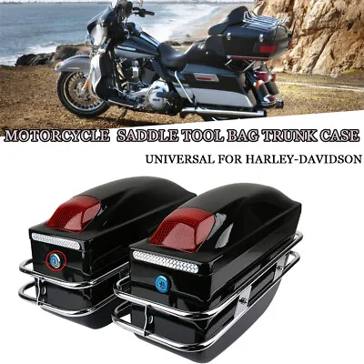 2pcs Hard Saddle Bags Trunk Luggage Motorcycle For Harley-Davidson 24L Universal • $230.59