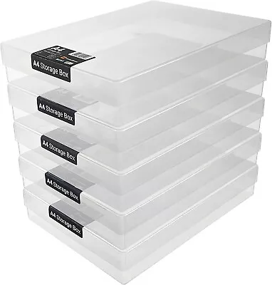 £18.49 • Buy A4 Transparent Plastic Craft Storage Boxes Lids Art Paper & Card 3.6 Litre 5pcs