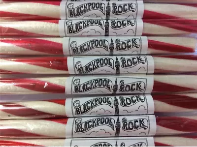 Gift Box Of 10 Sticks Of Traditional Blackpool Rock. Strawberries/Cream Flavour • £9