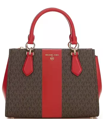 Michael Kors Marilyn Medium Satchel Bag W/MK Signature   (298.00) • $116.10