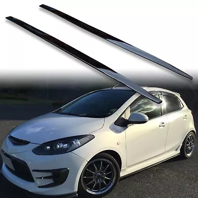 FYRALIP Gloss Black Side Skirt Extension Rocker Panel Lip For Mazda2 Demio DE • $227.50