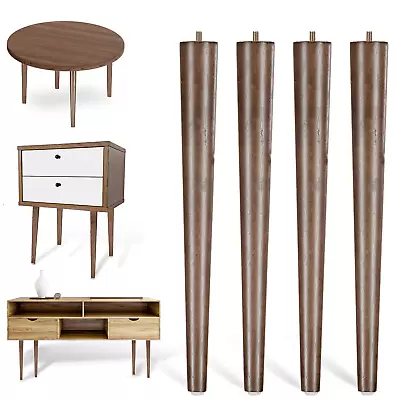 4Pcs Of 16 Inches Round Solid Rubber Wood Furniture Legs With Floor Glide • $26.88