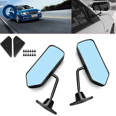 2PCS Universal F1 Style Car Racing Rearview Side Wing Mirrors Convex Glass Black • $37.42