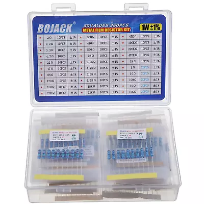350 Pcs 30 Values Resistor Kit 1 Ohm - 1M Ohm With 1% 1W Metal Film Resistors As • $22.48