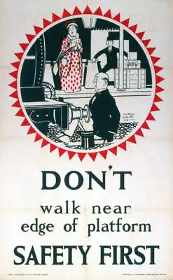 Dont Walk Near Edge - Safety First Lner Poster 1924 Old Railway Photo • $5.78