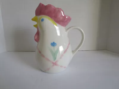 Vintage N. S. Gustin Co. Ceramic Rooster Pitcher Creamer Ribbons & Flowers 7.25  • $12.90