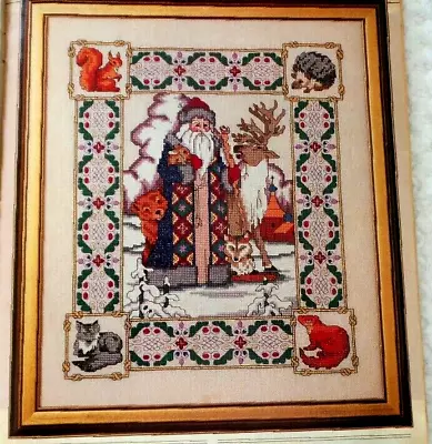 Cross Stitch Pattern WOODLAND SANTA Sampler Santa Reindeer Animal Border Vintage • $5.99