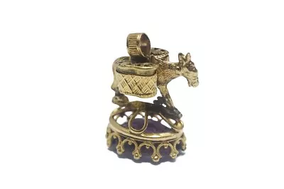 Fabulous Antique 18 Carat Gold Donkey Vinaigrette Fob / Charm Amethyst Seal 1820 • $1250