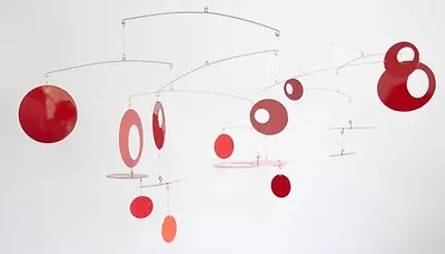 Large Red Mobile Midcentury Modern Sculpture Art Hanging Metal Sculpture • $1200