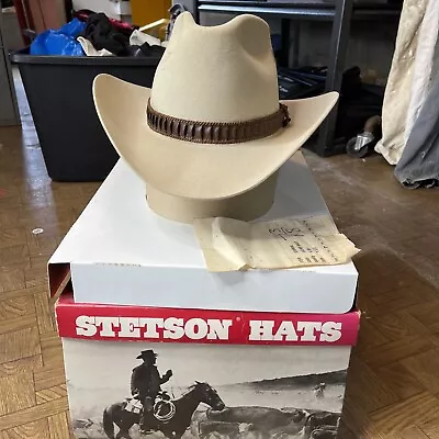 Vintage Stetson Stampede Cowboy Western Hat 4X Beaver Sz 7 3/8 W/ Leather Band • $63