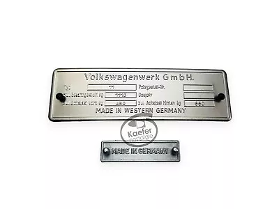 Vw Oval  Beetle Bug Blank 1953-1959 ID Plate Kit • $153