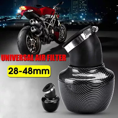 28mm-48mm Motorcycle Air Intake Filter Cleaner 45° Degree Angled New Universal • £8.99