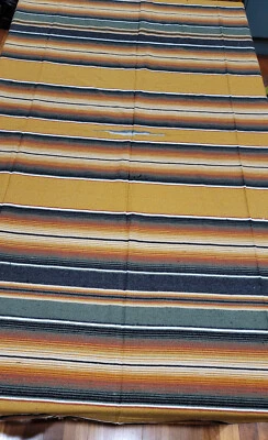 £42.50 • Buy Mexican Sarape Blanket Mustard, Rug, Picnic, Throw, Tablecloth, Hot Rod, Yoga