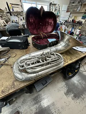King 1241 BBb 4 Valve Tuba W/Decent  Silver Finish Great Player Serviced In 23 • $2850
