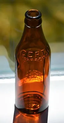 Antique Certo Pectin Amber Glass Bottle 1930s Embossed Early 7 3/8  • $36