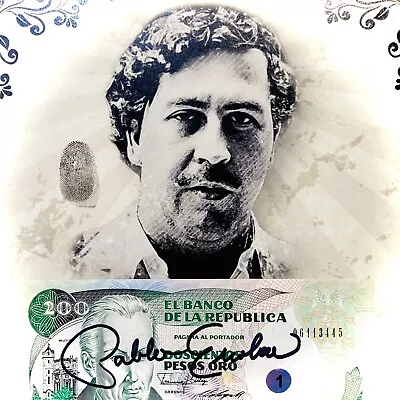 Pablo Escobar Autographed Signed Colombian Pesos With COA And Notarized & Framed • $1