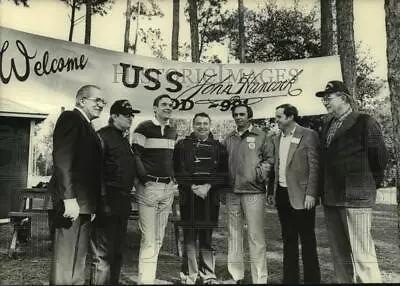 Press Photo Group Of Men At The USS John Hancock Celebration - Ampa00824 • $19.99