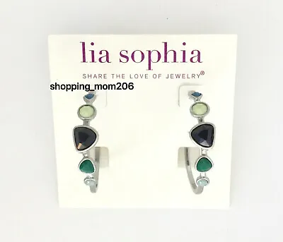 Lia Sophia  Riverwalk  Matte Silver Tone W/Resin Hoop Earrings • $14.99