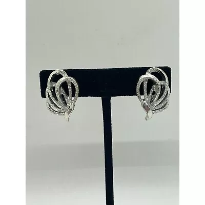 Vintage Signed Coro Silver Tone Loop Design Clip On Earrings • $9.99