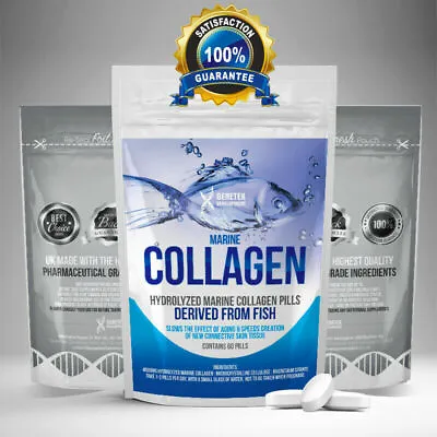 Type 1 Fish COLLAGEN MARINE Tablets Skin Anti-Ageing Tissue & Joints 60 Pills • £12.99