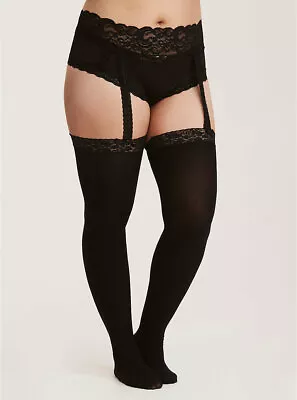 Torrid Plus Size Garter Attached Lace Top Opaque  Stockings 00/0 1/2 3/4 5/6 New • $16.99