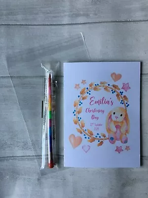 £2.49 • Buy Kids Personalised Baby Girl A6 Christening Activity Pack/Favour, With Pencil