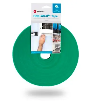 20mm Green VELCRO® Brand ONE WRAP Double Sided Strapping Tape • £7.99