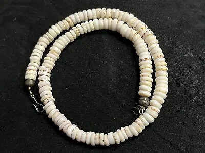 Vintage Puka Shell Sterling Silver Choker Necklace 14” • $68