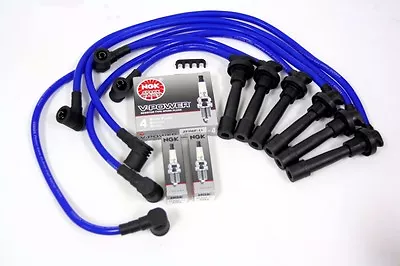 Vms Mitsubishi 3000gt Vr4 10.2mm Spark Wires & Ngk Vpower Plugs Combo Kit Blue • $74.88