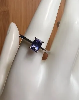 AAA Premium Tanzanite Solitaire Ring In Platinum Over Sterling Silver - Size 9 • £65.42
