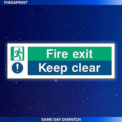 £0.99 • Buy Fire Exit Keep Clear Sign - Emergency Sticker ALL SIZES & MATERIALS - EMER0048