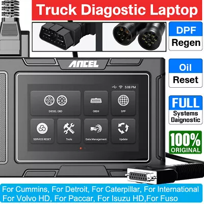 Heavy Duty Truck HD ODB Scanner DPF Regen Oil Reset Diesel OBD2 Diagnostic Tool • $374.99