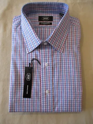 $15.29 • Buy New! Berkley Jensen  Spread Collar Dress Shirt- Blue/red Plaid 17 17.5 34/35