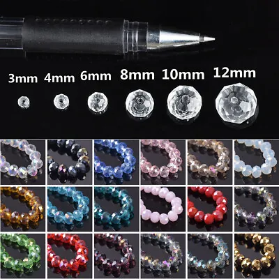 $2.04 • Buy Plated Roundelle Faceted 3mm 4mm 6mm 8mm 10mm 12mm Crystal Glass Loose Beads Lot