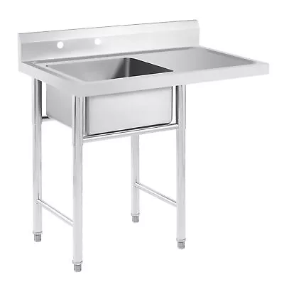 Stainless Steel Utility Sink Portable Kitchen Sink With Drainboard 40x24x37 In • $214.99