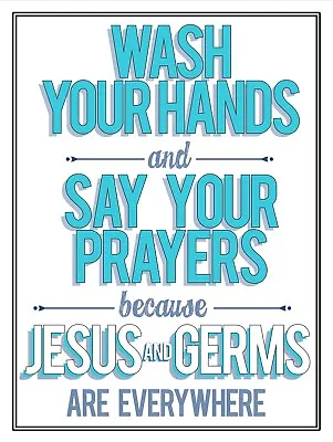 Wash Your Hands Jesus And Germs Retro Vintage Metal Sign Man Cave Gift • £3.95