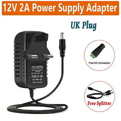 PSU 2A 12V DC Power Supply Adapter Charger For CCTV Camera LED Strip UK Plug • £5.05