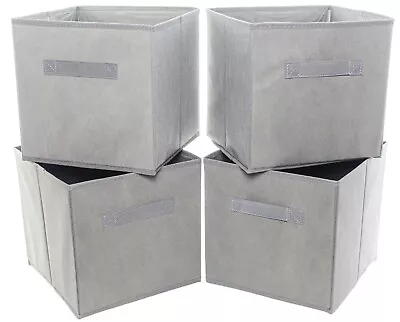 Storage Cubes Set Of 4 Foldable Fabric Storage Baskets Cubes Square Baskets • £11.99