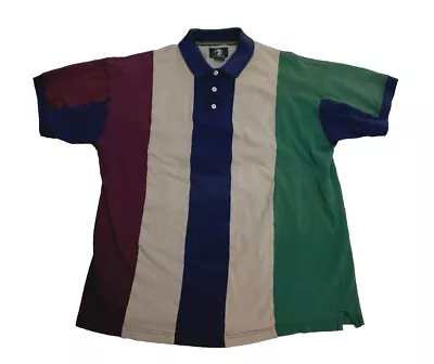 Vintage Duck Head Mens XL Polo Shirt Short Sleeve 90s Retro Color Block Vertical • $19.99