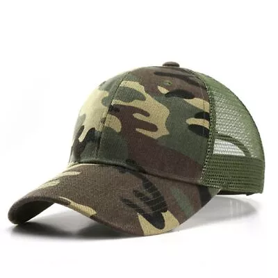 Army Camo Camping Camouflage Baseball Cap Trucker Hats Mesh Hat Snapback Cap • £4.45