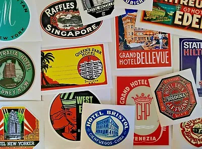 Vintage Style Travel Hotel Luggage Labels Set Of 15 Stickers Suitcase Scrapbook • £10.99