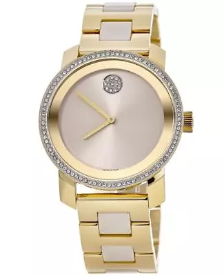 New Movado Bold Ceramic & Gold Tone Crystal Bezel Women's Watch 3600785 • $364.99