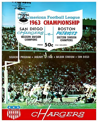 AFL 1963 Championship Game Program Cover Color REPRINT 8 X 10 Photo Picture • $5.99