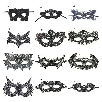 1X Black Lace Mask Sexy Masquerade Eye Face Eyemask Women Party Halloween AU • £1.71