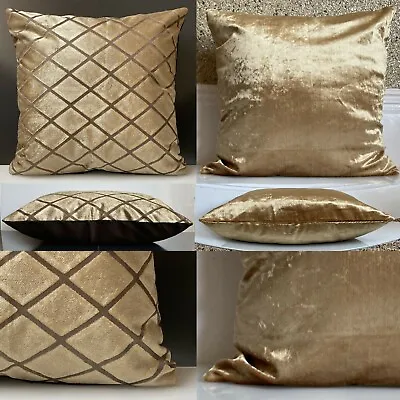 Large Cushions Cover Or Filled Cushion Velour Velvet Mustard Gold 21 X21  • £4.99