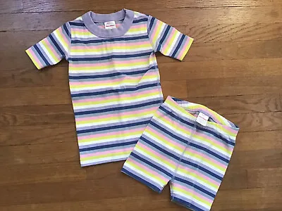 Hanna Andersson Girls Pink Short Johns Pajamas PJs 100 4 Pink Purple Stripes • $12.99