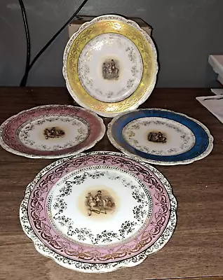 Set Of 4 Victoria Carlsbad Austria Plate 7 1/2 . Gilded Pictures Of Generals. • $25