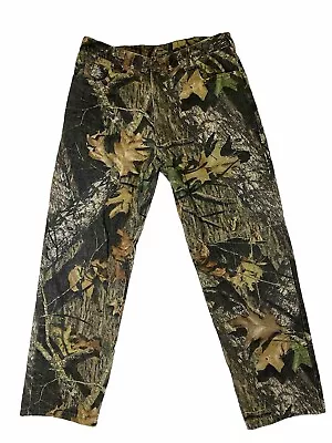 Cabelas Jeans Men 36x32 Camo Mossy Oak Break Up Pants Straight Leg Jean • $27.50