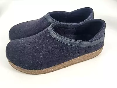 Haflinger Womens GRIZZLY Charcoal Gray Wool Heeled Slippers Sz 40 /US 9 • $79.99