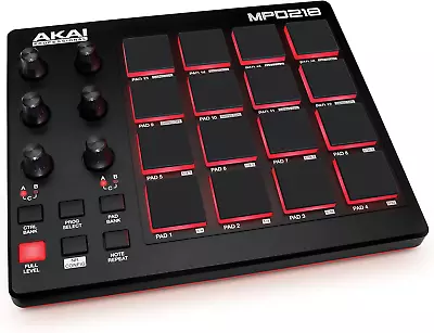 AKAI Professional MPD218 - USB MIDI Controller With 16 MPC Drum Pads 6 Knobs & • $82.62